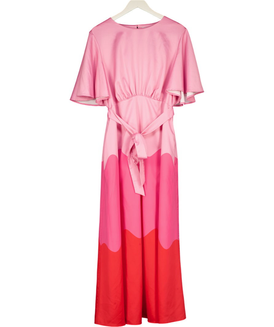 TWISTED WUNDER Pink Ziggy Satin Maxi Dress UK 22