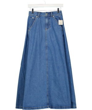 FREE PEOPLE Wee The Free Blue Denim Maxi Skirt W24
