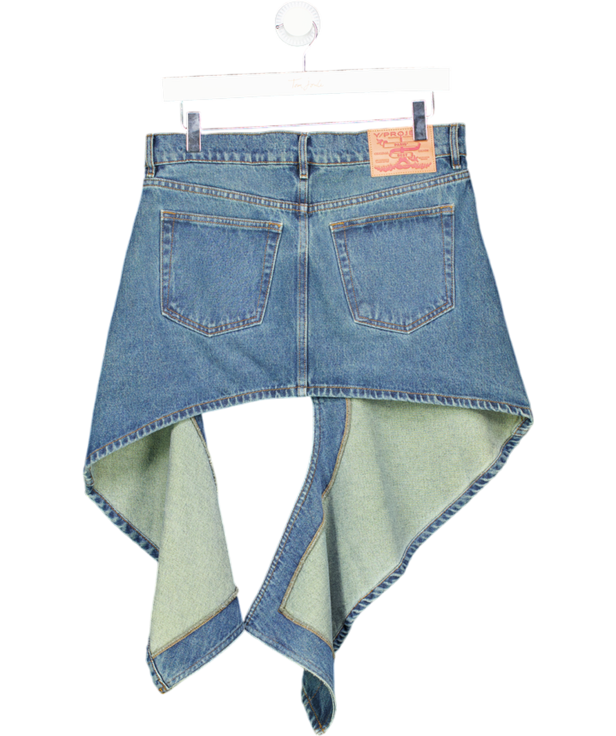 Y/Project Blue Evergreen Cut Out Denim Mini Skirt 'vintage Blue' UK S