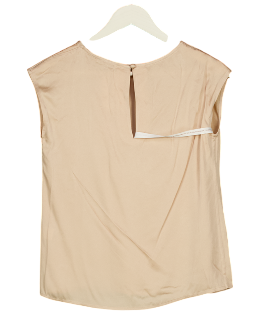 AAVELLE Beige Bamboo Silk Top UK S