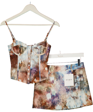 Runaway The Label Multicoloured Printed Mini Skort And Corset Style Top UK XS