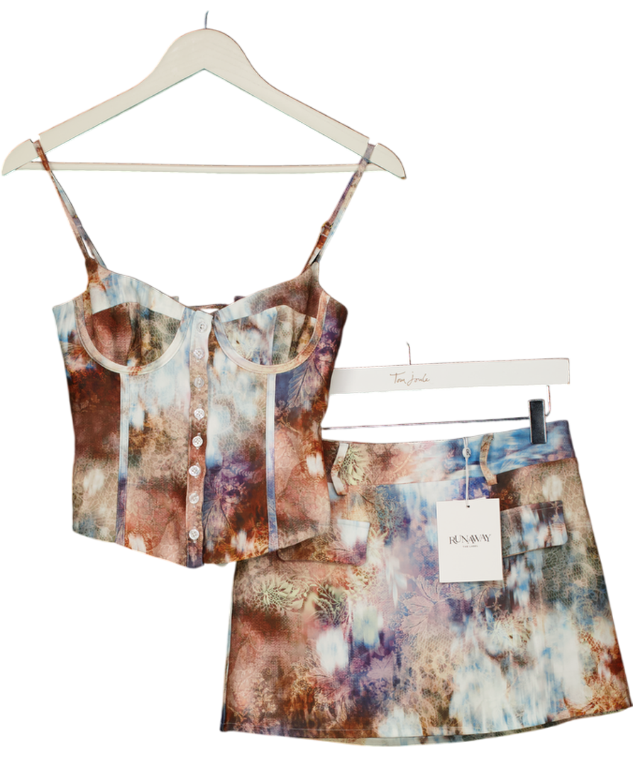 Runaway The Label Multicoloured Printed Mini Skort And Corset Style Top UK XS