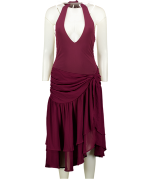 WHITE FOX Purple Hatler Neck Draped Detail Mini Dress UK M