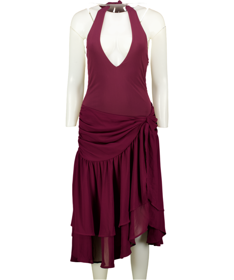 WHITE FOX Purple Hatler Neck Draped Detail Mini Dress UK M