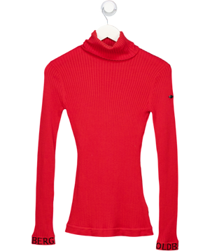 GOLDBERGH Mira Logo Cuff Polo Neck Jumper In Red UK XS