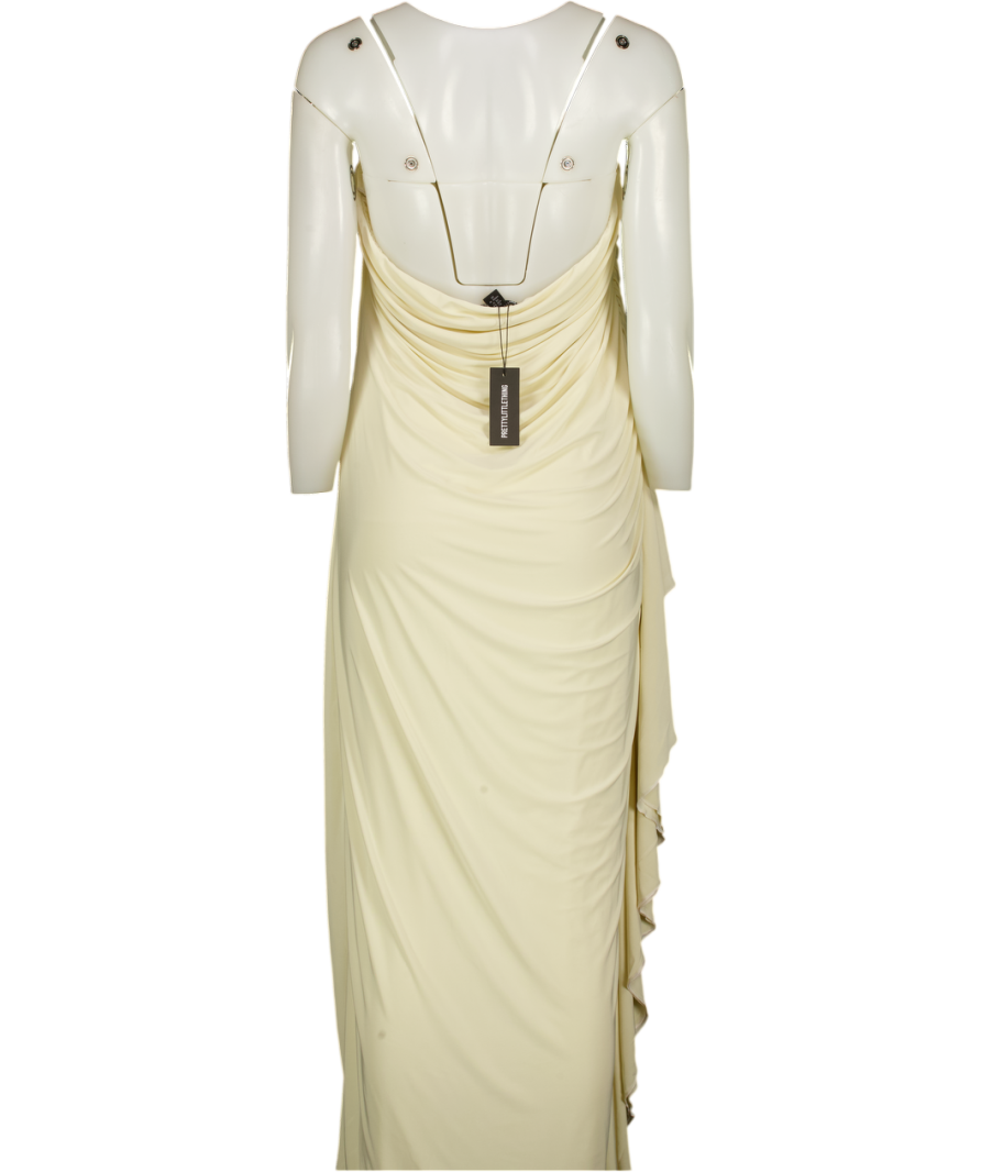 PLT Cream Bandeau Drape Detail Midi Dress UK 16