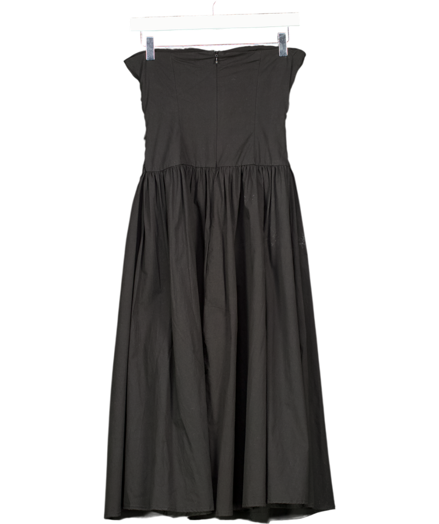 White Fox Black Ruched Side Cotton Midi Dress UK S