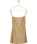 OH POLLY Metallic Philomena Embellished Soft-scoop Backless Fitted Mini Dress In Gold UK 8