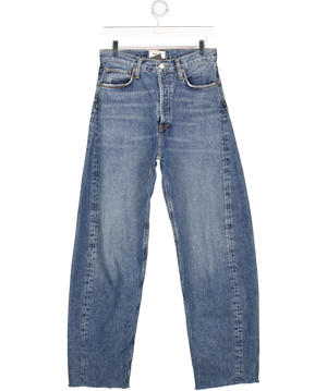 AGOLDE Blue Luna Frayed High-rise Barrel-leg Jeans W27
