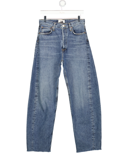 AGOLDE Blue Luna Frayed High-rise Barrel-leg Jeans W27