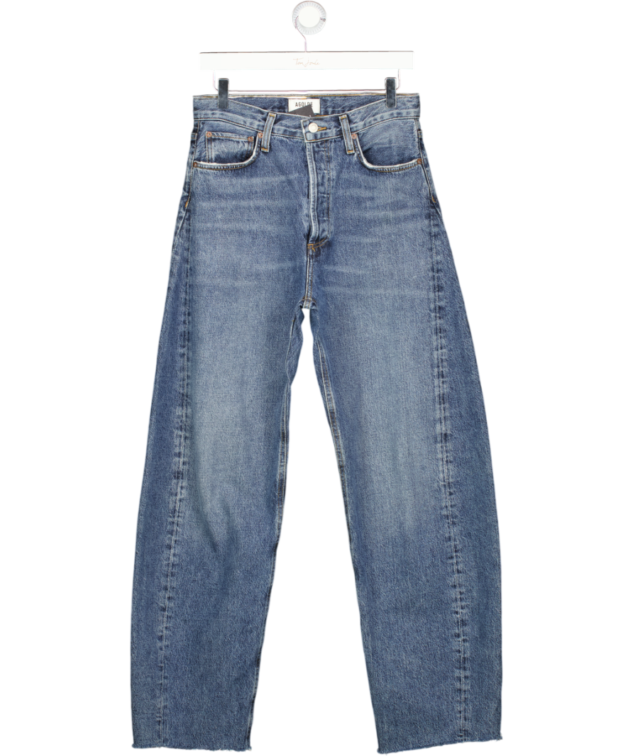 AGOLDE Blue Luna Frayed High-rise Barrel-leg Jeans W27