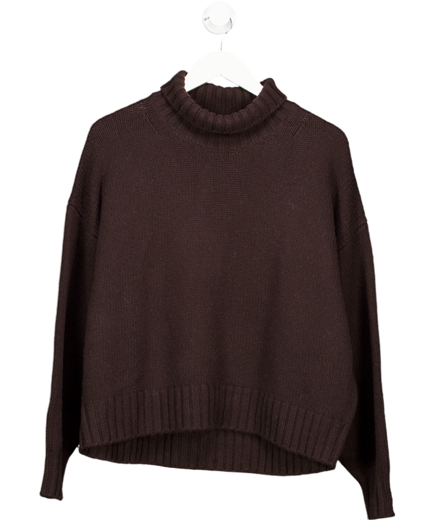 COS Chocolate Brown Pure Cashmere Turtleneck Jumper UK S