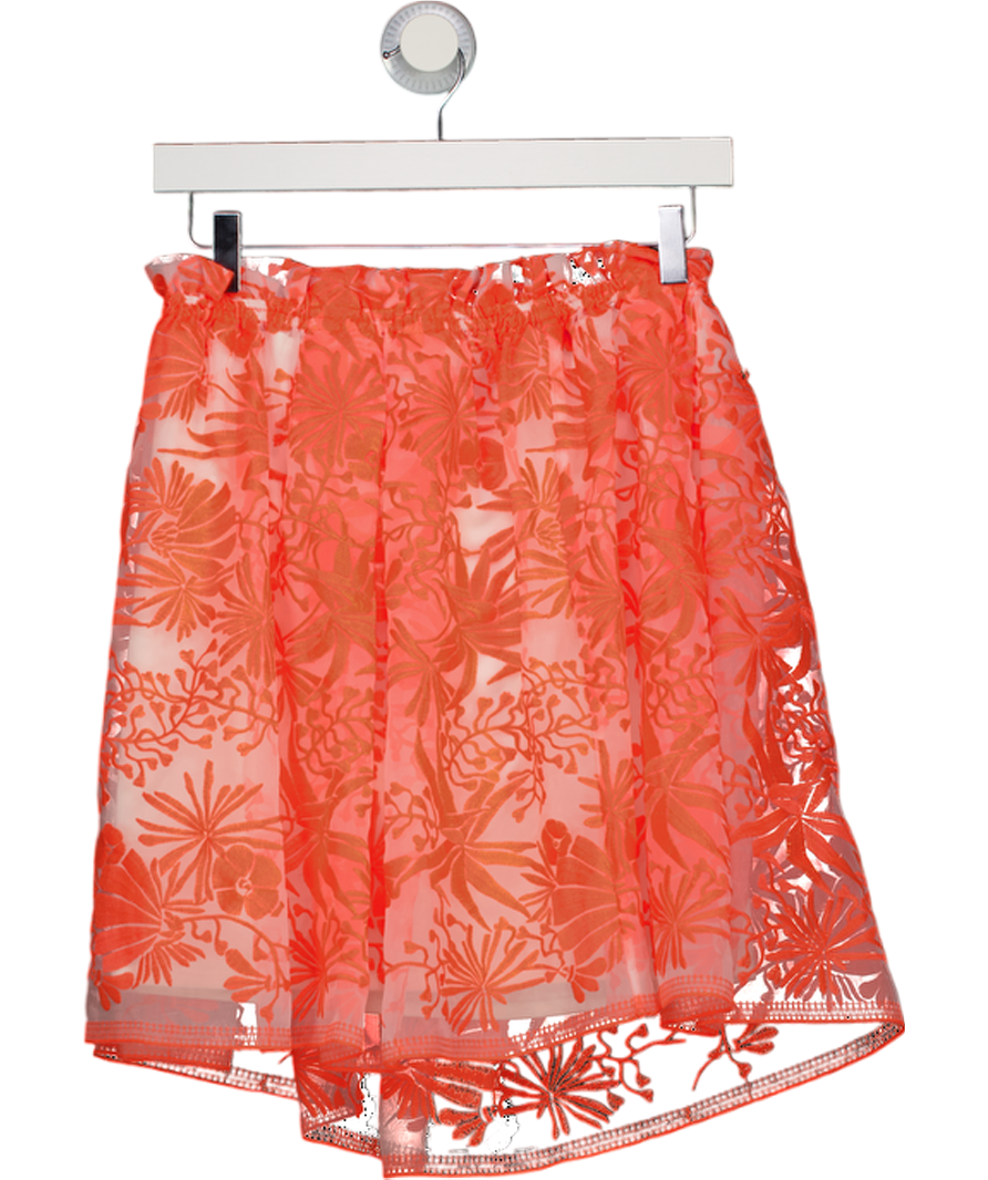 Maje Orange Embroidered Lace And Tulle Mini Skirt UK 10