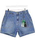 HOLLAND COOPER Blue Utility Denim Shorts With Embroidered Hc Monogram And Logo Patch UK 12