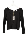 MILLE Pima Cotton Sally Pointelle Tee In Black UK M
