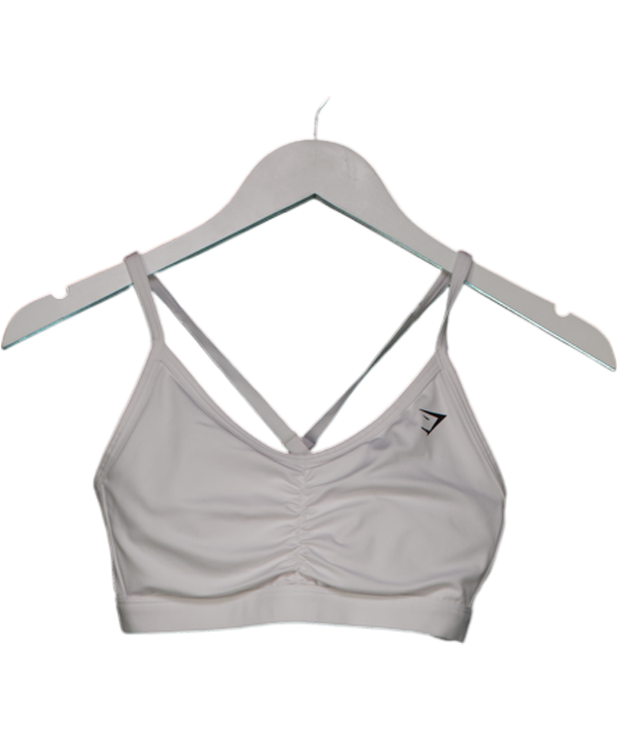 gymshark White Ruched Sports Bra UK S