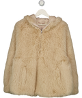 Free People Cream Faux Fur 1/2 Zip Hoodie UK M