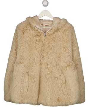 Free People Cream Faux Fur 1/2 Zip Hoodie UK M