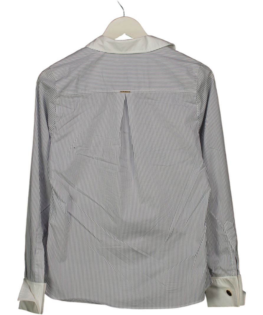 Holland Cooper White / Navy Pinstriped Shirt With Cufflinks UK 6