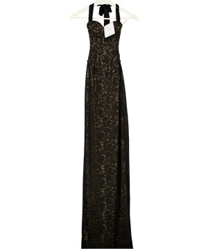 FENITY Black Lace Corset Top Monique Maxi Dress UK XS
