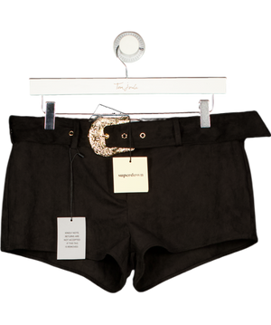 SUPERDOWN Black Faux Suede Belted Raddix Shorts UK M
