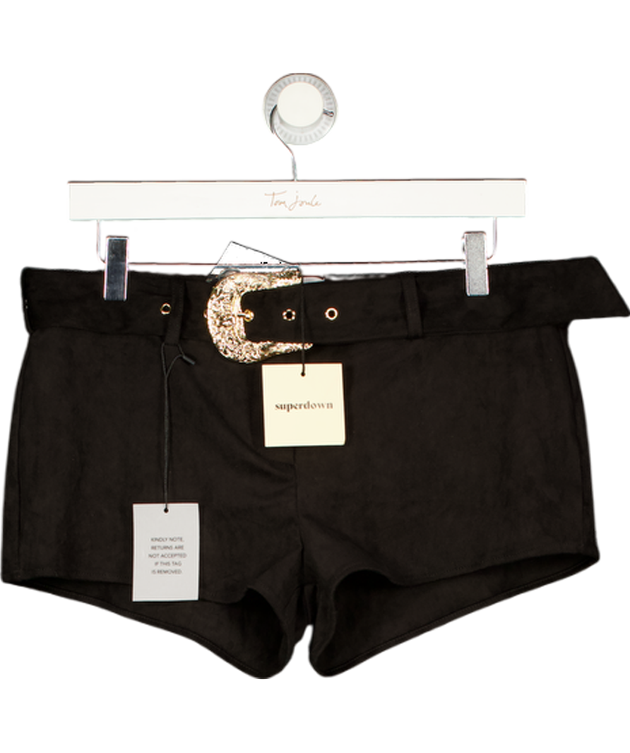 SUPERDOWN Black Faux Suede Belted Raddix Shorts UK M