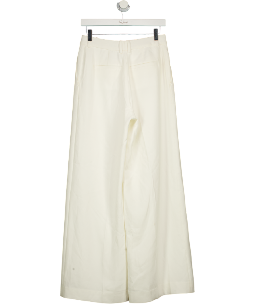 REISS Sierra Crepe Wide-leg Tailored Trousers In White UK 8
