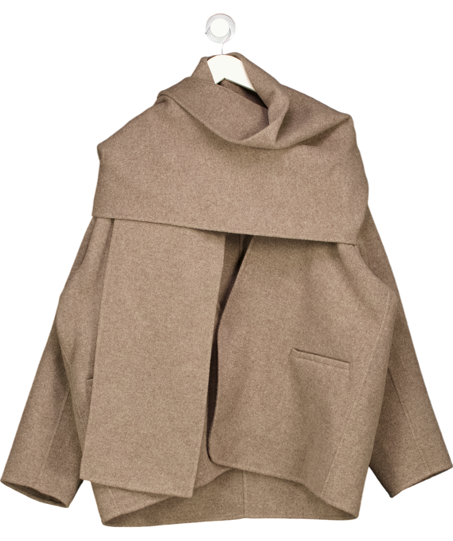 JNBY Brown Wool Blend Layered Scarf Jacket UK M