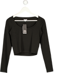 ORGANIC BASICS Black Cotton Modal / Tencel  Everyday Scoop Neck Long Sleeve Tee UK S