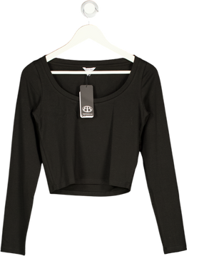ORGANIC BASICS Black Cotton Modal / Tencel  Everyday Scoop Neck Long Sleeve Tee UK S