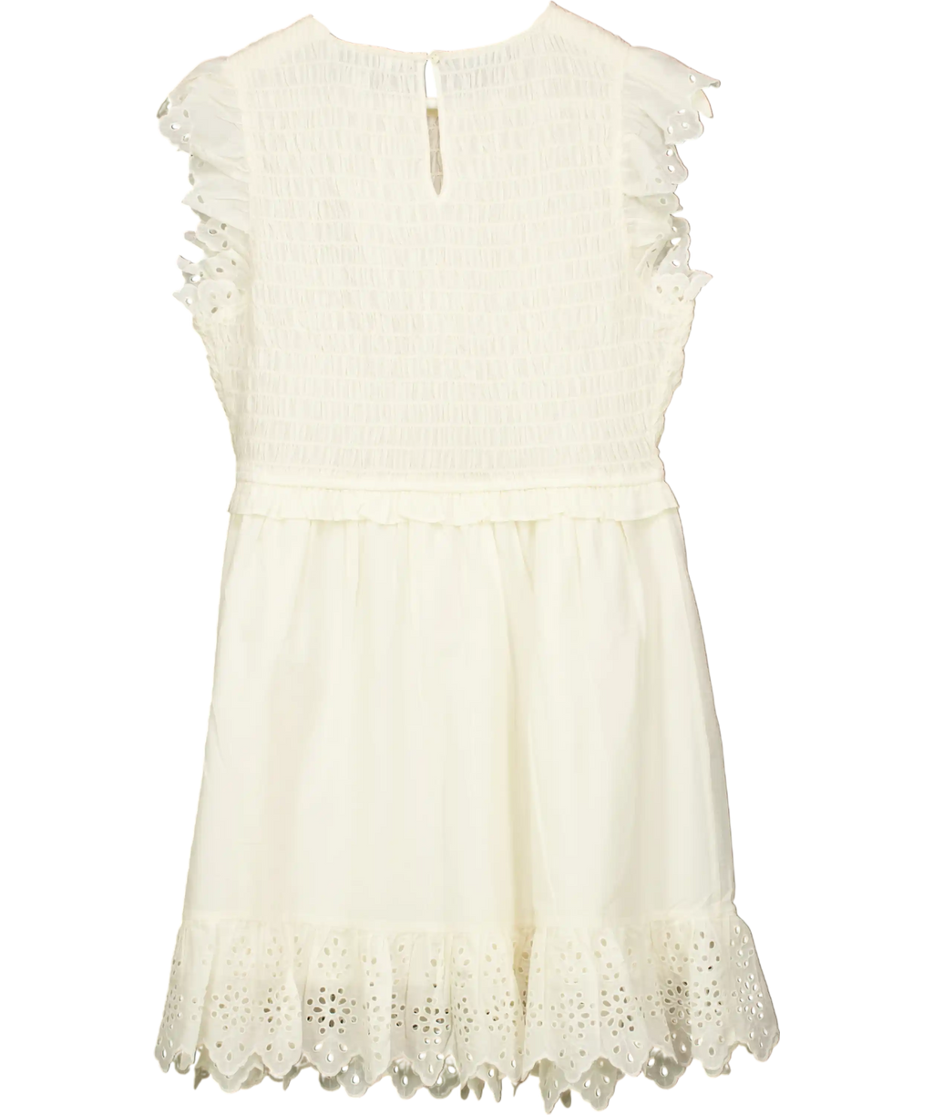 M&S Cream Cotton Broderie Frill Smocked Mini Dress Ivory UK 12