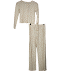 The NAP Co. Cream Ditsy floral print Straight-leg Stretch-woven Pyjama Set UK XS