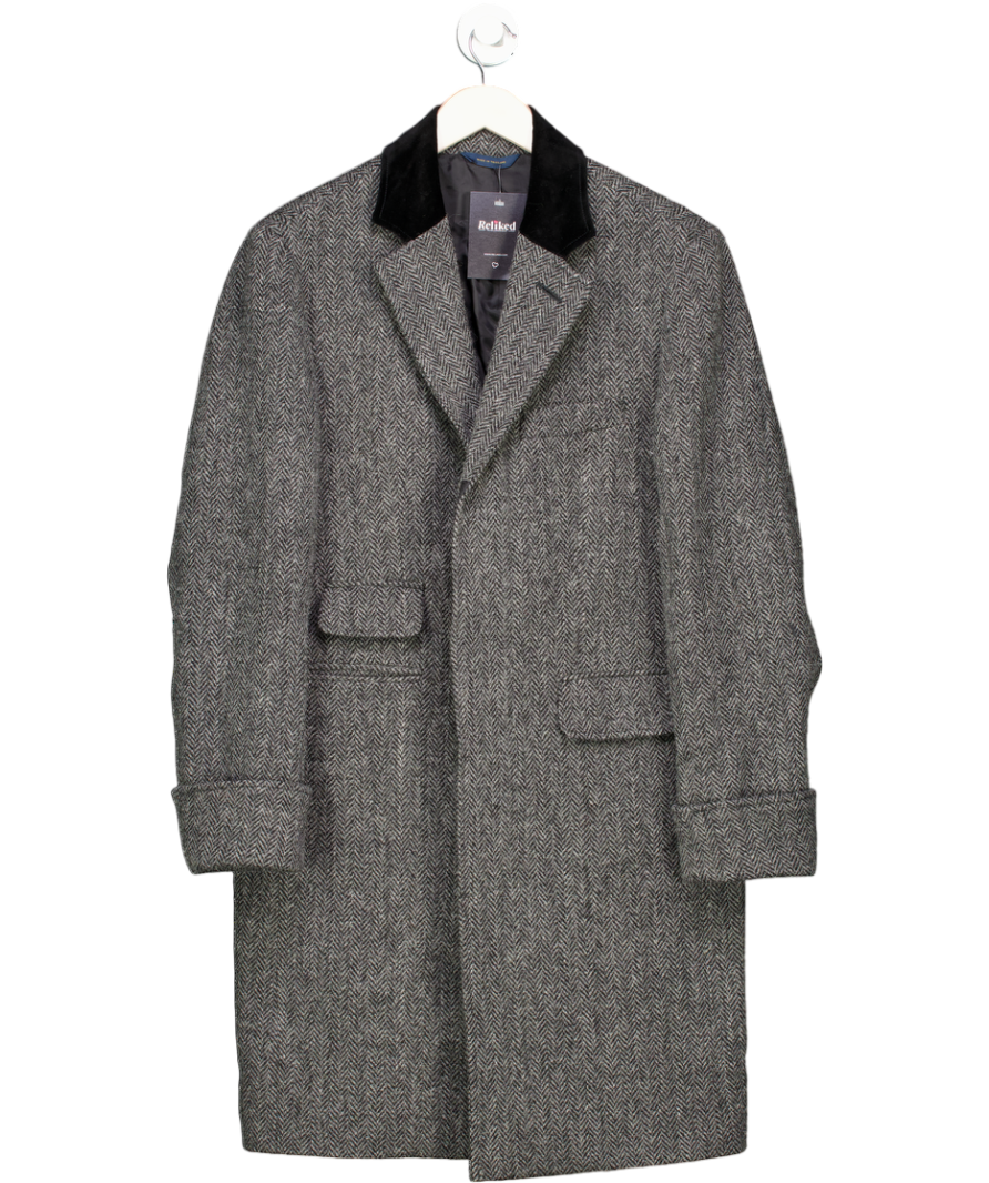 Brooks Brothers Grey Chesterfield Coat In Harris Tweed Wool UK S