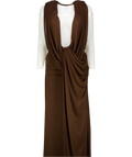 HEIRESS BEVERLEY HILLS Brown The Plunge Drape Gown UK XXS