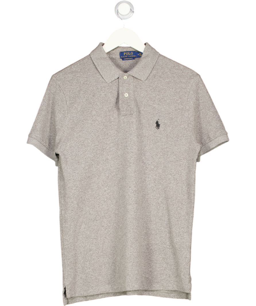 POLO RALPH LAUREN Grey Custom Slim Fit Polo Shirt UK M