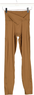 HALARA Brown High Waisted V-waistband Pocket Shaping Training 7/8 Leggings UK XS