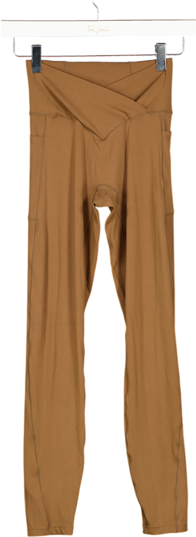 HALARA Brown High Waisted V-waistband Pocket Shaping Training 7/8 Leggings UK XS