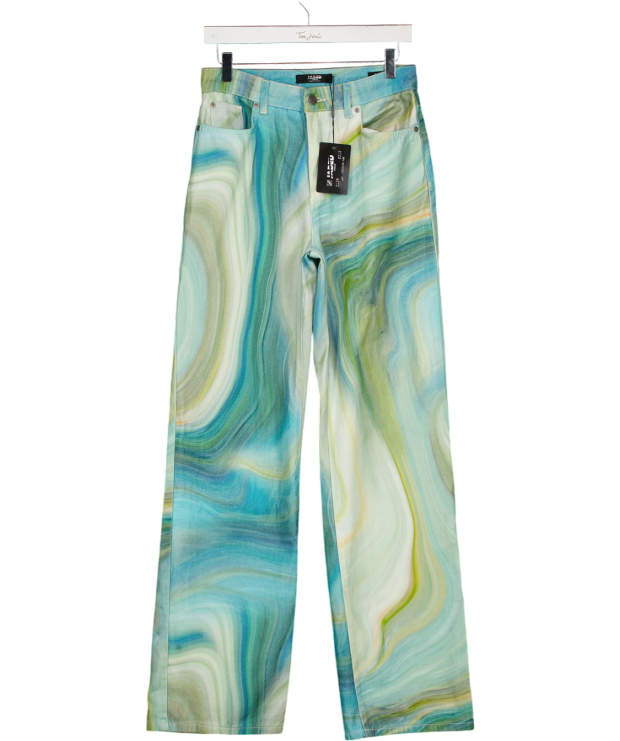 Jaded London Blue Marble Print Slouchy Boyfriend Fit Jeans W28