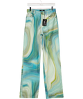 Jaded London Blue Marble Print Slouchy Boyfriend Fit Jeans W28