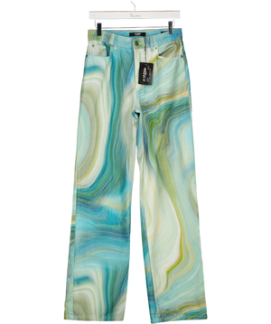 Jaded London Blue Marble Print Slouchy Boyfriend Fit Jeans W28