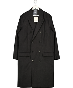 AllSaints Black Arcade Lapel-collar Relaxed-fit Wool-blend Coat UK 42" CHEST