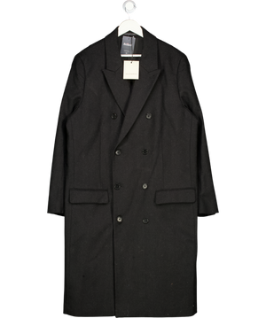 AllSaints Black Arcade Lapel-collar Relaxed-fit Wool-blend Coat UK 42" CHEST
