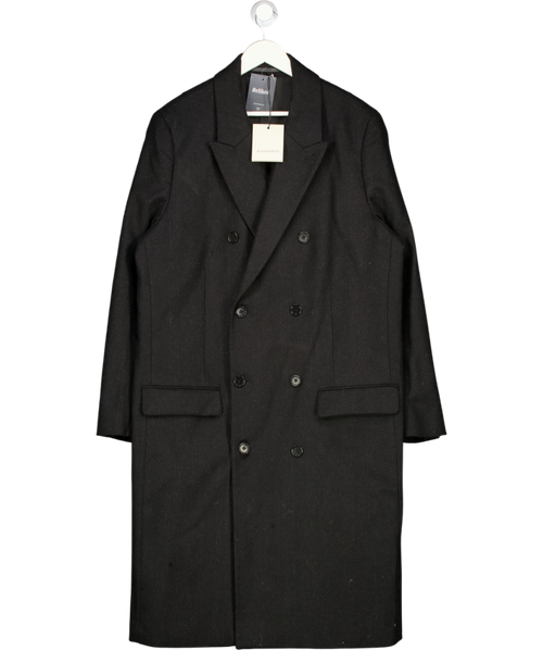 AllSaints Black Arcade Lapel-collar Relaxed-fit Wool-blend Coat UK 42" CHEST