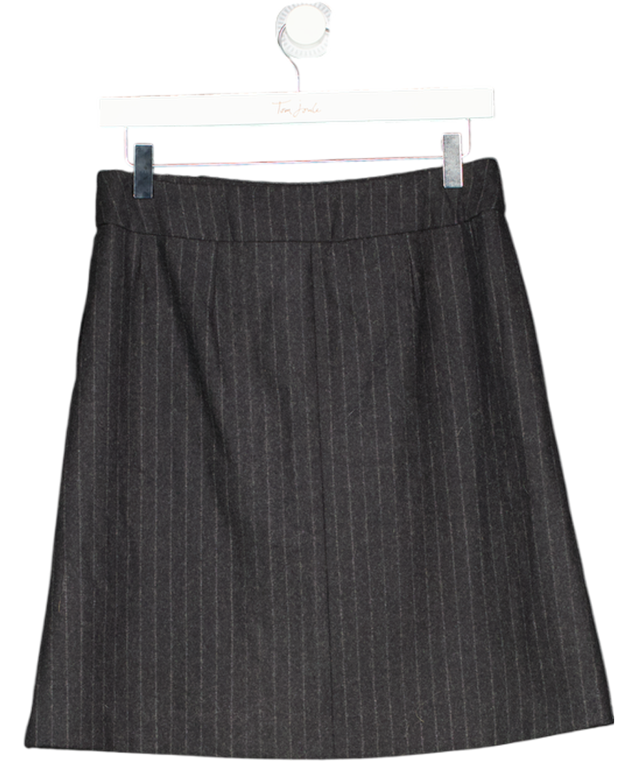 Jigsaw Grey Flannel Pinstripe Wool A-line Mini Skirt UK 10