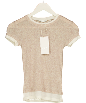 ZARA Beige Short Sleeved Top UK S