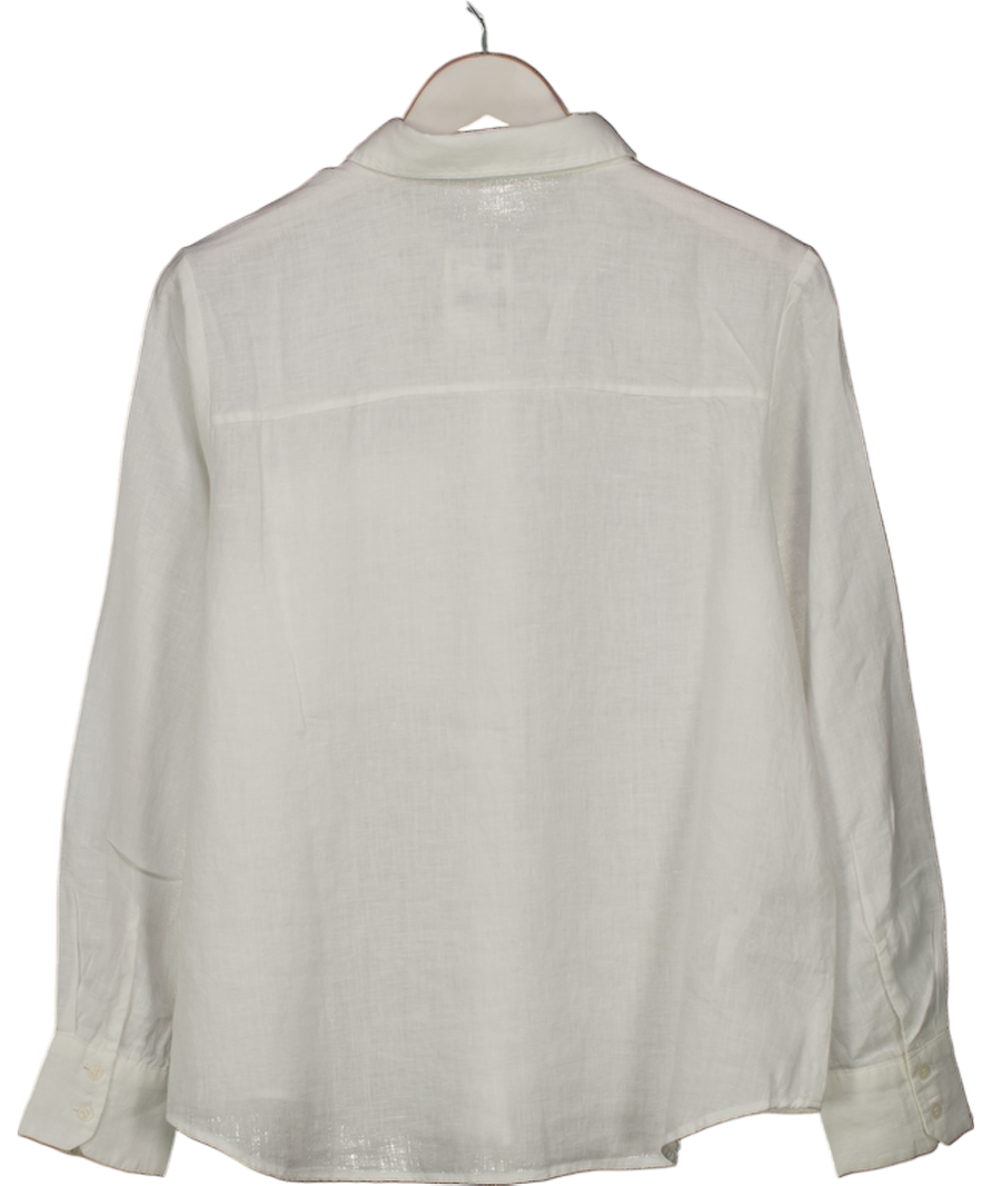 MANGO White 100% Linen Shirt With Pocket UK M