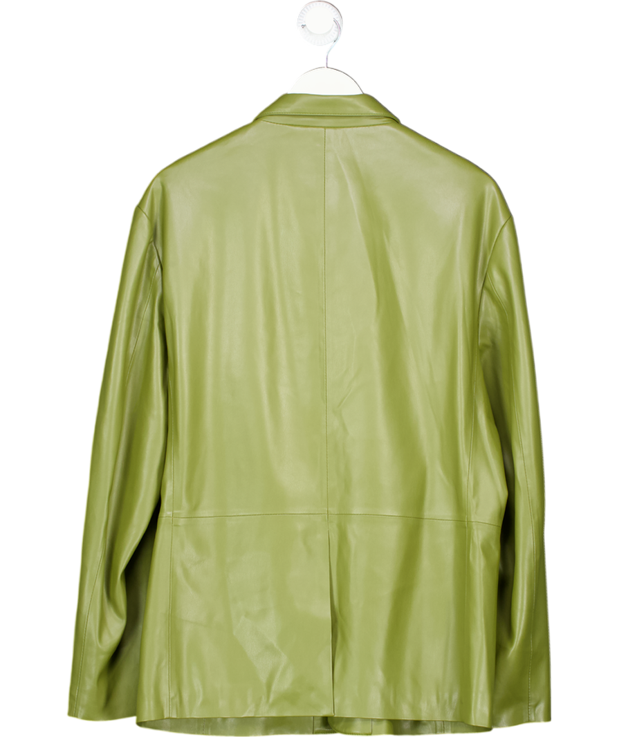 FRANKIE SHOP Olive Green Faux Leather Blazer UK XS/S