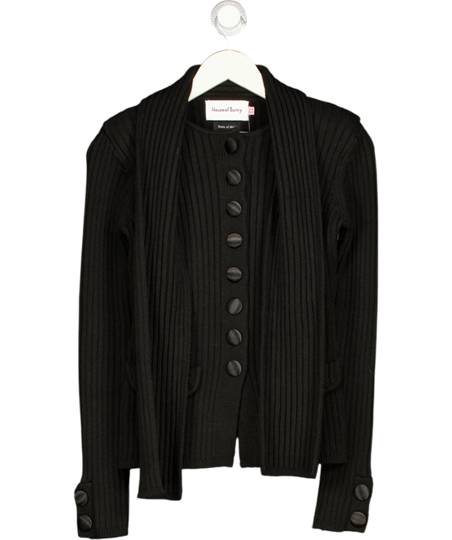 HOUSE OF SUNNY Black Power Peggy Scarf Soft Knit Cardigan UK 8