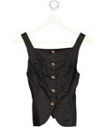 REFORMATION Black Lkinen Square Neck Top Sz2 UK 6