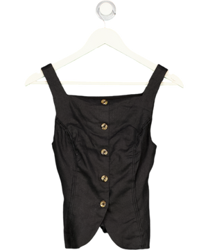 REFORMATION Black Lkinen Square Neck Top Sz2 UK 6